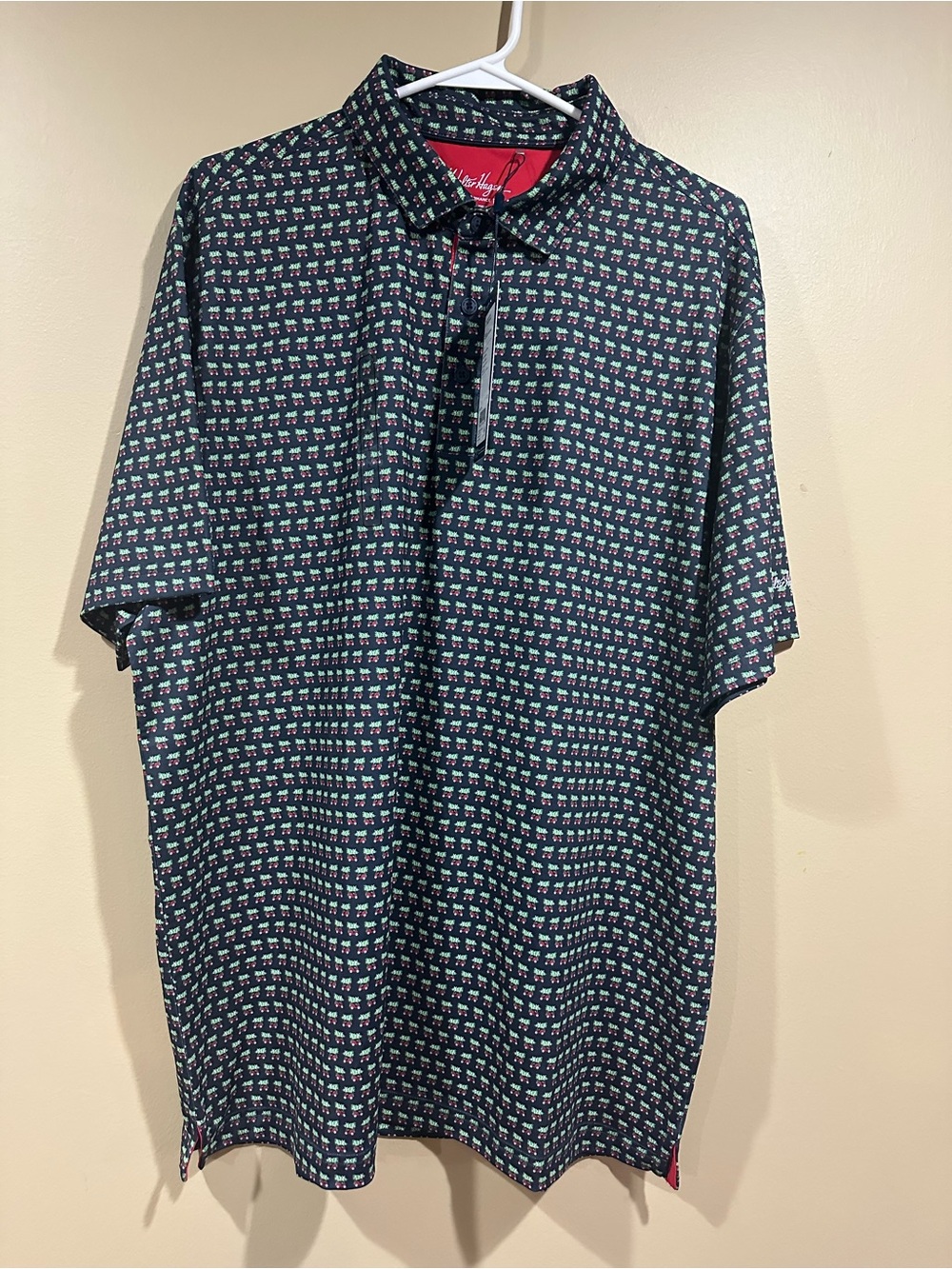 Walter Hagen Navy Polo with cart and tree Pattern
